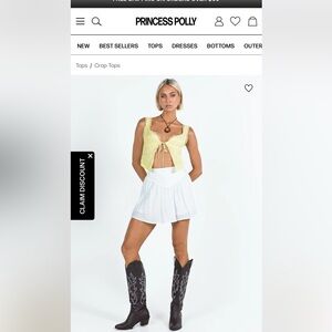 NWOT Princess Polly yellow tie front tank top